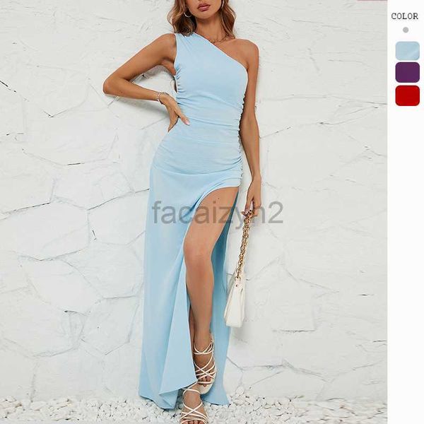 Designer -Kleid 2024 Sommer neu sexy schulter schlank fit geteilt vielseitiges kleid für Frauen in Übergröße Kleider