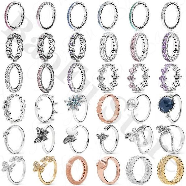 Anelli a grappolo originale 925 sterling anello argento multicolore smalto farfalla simbolo di pace e buon gioiello per donne