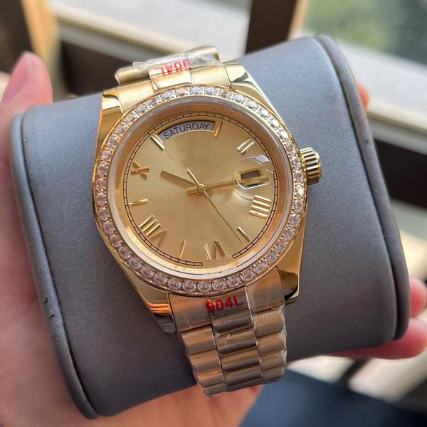 Водонепроницаемые высококачественные мужские женские часы 40 -миллиметровая дата дата золотой браслет из нержавеющей стали бриллианты.