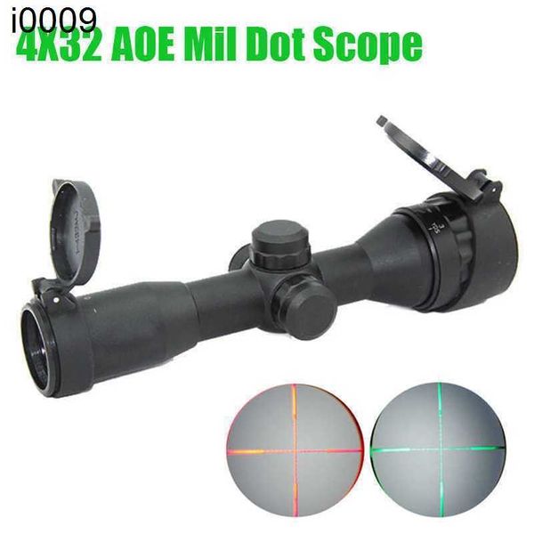 4x32 AOE Red Tactical e Green Illuminated Mil Dot Scope Hunting Multi Coating Optics Compact Scope