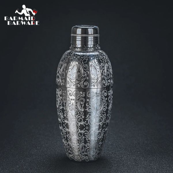 Ben spazzole da 450 ml di incisione carven con barra vintage shaker in acciaio inossidabile coda boston bar shaker barre