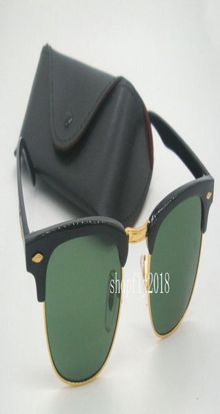 Drop degli occhiali da sole da donna da uomo Semirimless da sole semirim senza cornice in oro nero lenti in vetro verde 51 mm con case nere7951108