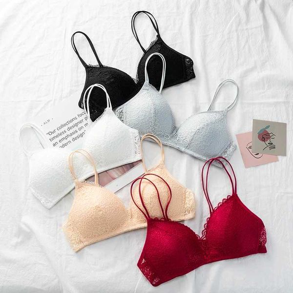 Reggiseno reggiseno reggiseno sexy in pizzo bralette fiore wireless reggiseno femminile biancheria intima una biancheria da tazza b morbida colore solido ultra sottile bral2405