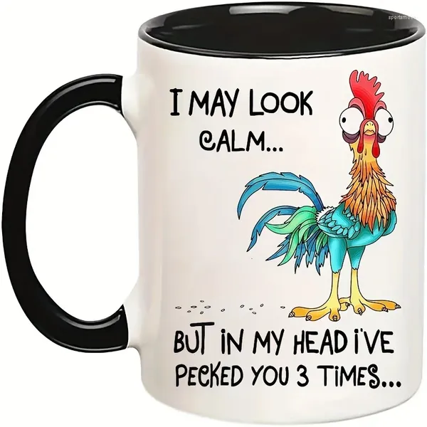 Canecas 11oz Funny Chicken Lover Coffee Caneca - Eu posso parecer calmo, mas na minha cabeça eu biquei seu presente de aniversário e escritório perfeito