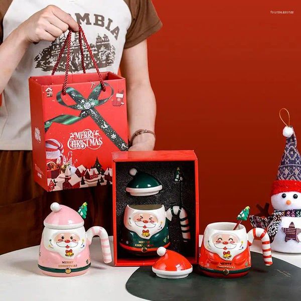 Canecas 500ml desenho criativo Santa Santa caneca artesanal Copo de cerâmica de natal e ano companheiro para amigos da família