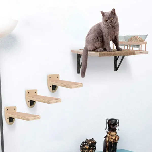 Scratchers 3pcs gato de gato montado em plataforma de pular de pular prateleiras de escalas parede de gato para gatinho e tocar