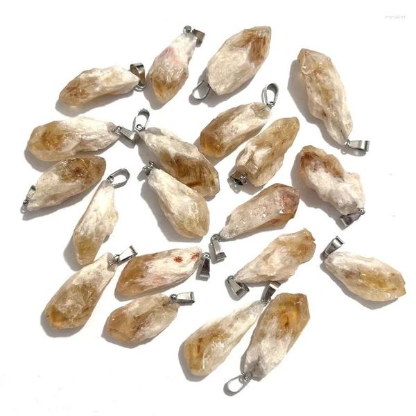 Anhänger Halsketten 5/10/20pcs Natural Crystal Rough Stone Unregelmäßige Rohherz Citrin Quarz Drop Charms DIY Halskette Zubehör