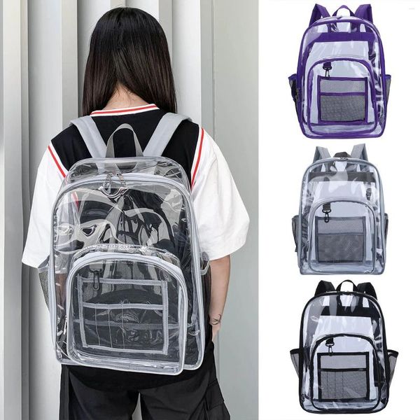 Bolsas escolares coreanas diariamente chiques saco de moda armazenamento de grande capacidade estudante transparente mochila textura de materiais saco de material a DOS