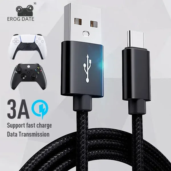 Джажженные данные лягушка 1M/2M/3M Зарядка кабеля для PS5/Xbox Series S Controller USB Тип C шнур питания для аксессуаров PlayStation 5 GamePad