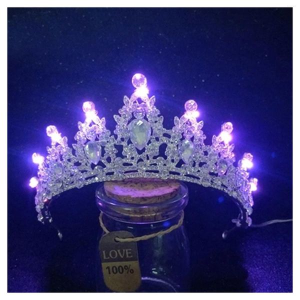 Copricapo tiara a fascia da sposa con strass illuminare performance da ballo per le donne ragazze