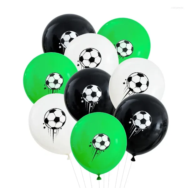 Decoração de festa 10pcs verde balões de futebol branco preto de 12 polegadas látex estampado de futebol para decoração de aniversário temática esportiva