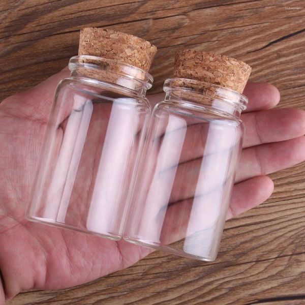 Depolama Şişeleri 2pcs 100ml 47 80mm Cam Cork Kapaklar Baharat Kavanları Konteyner Gemiler Şekerler Düğün iyilikleri için Dilek