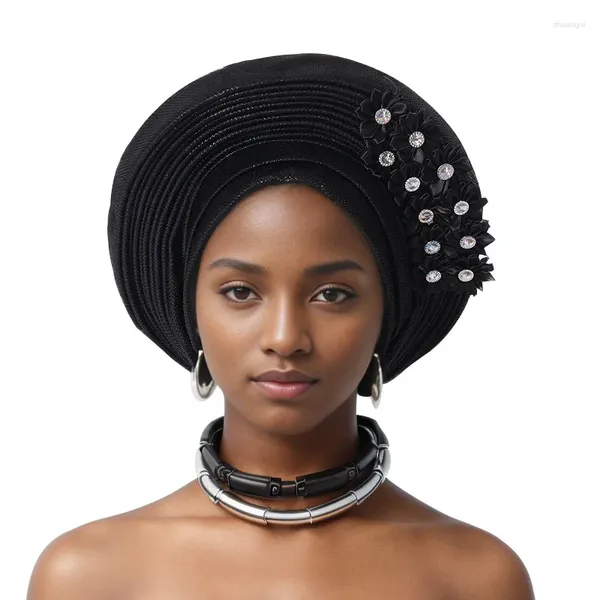 Ethnische Kleidung afrikanische Headtie Turban Nigerian Hochzeit Geles ASO Oke Stoff Muslim Kopfbedeckung Gel -Kopf Wickel Sego Auto Auto