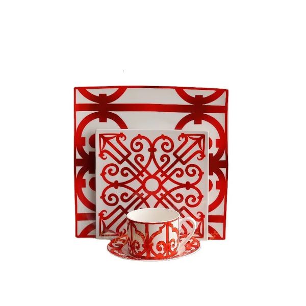 Kreatives Steak Quadrat Tischgeschirr Set Western Dish Keramic Dish Nordic Plate Sushi Desserts Tablett quadratische runde Geschirr Haushalt 240506