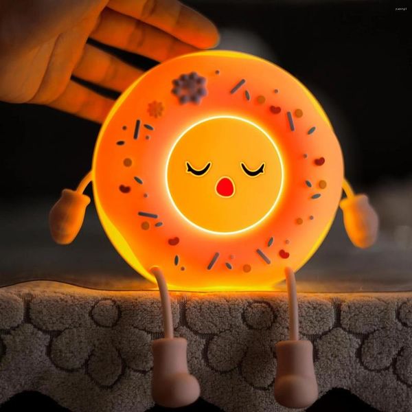 Ночные огни милый силиконовый пончик легкий детский ночной подарок USB Перезаряжаем