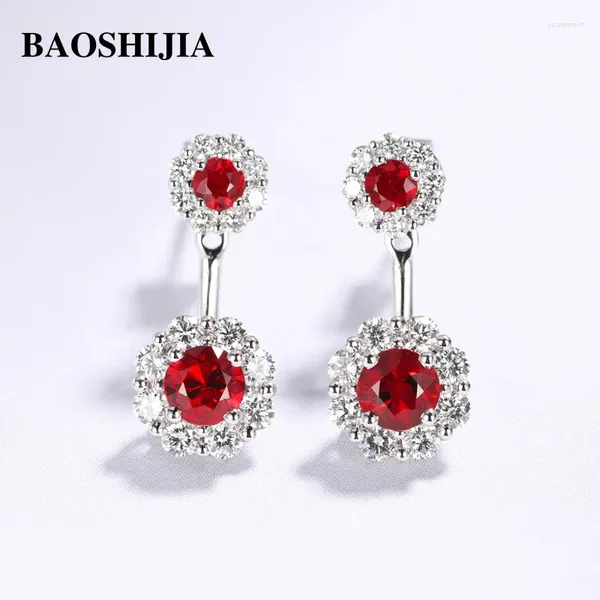 Gestüt Ohrringe Baoshijia 1.12ct Ruby und 0,92ct Si/H -Diamanten in soliden 18K -Edelstein -Edelstein -Modedesign -Jubiläum