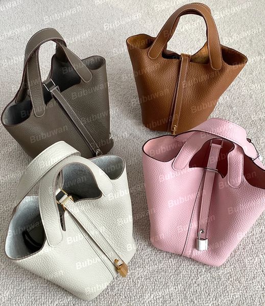 PICOTIN Lock 18 22 bolsas de sacola bolsas de designer de ombro balde de alta qualidade de couro real calfskin luxury h bolsa feminina bolsa de moda mini mini