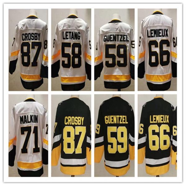 Обратный рит -хоккей с шайбой Sidney Crosby Jersey 58 Крис Летанг 59 Джейк Генцель Лемье Евгений Малкин Джейсон Цукер Бланк 2022 Альтернативность B 290O