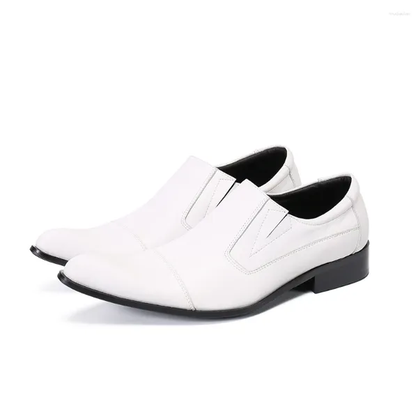 Scarpe casual Arrivo bianco Slip da uomo fatto a mano su punta punta abito in pelle genuina di grande dimensione 47