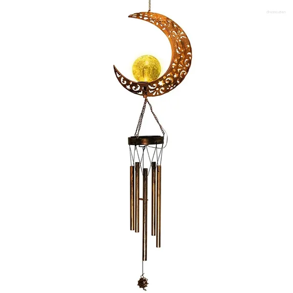 Figurine decorative Metal Moon Hollow Wind Chime Light Decor -Solar Decor per clearance per esterni Decorazione regalo di giardinaggio Natale