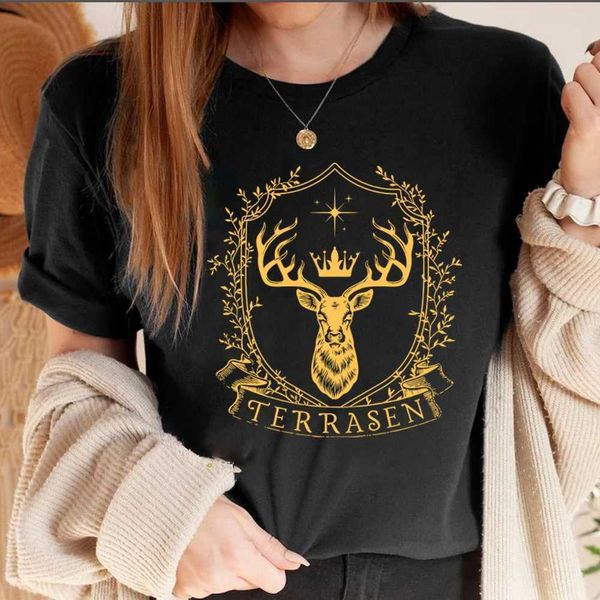 Kadın T-Shirt Terrasen Gömlek Taht Taht Taht Tahtası Sarah J Maas Bookish Shirt Booklover Hediyesi Acotar Crescent City Velaris Tops Grafik TS T240507