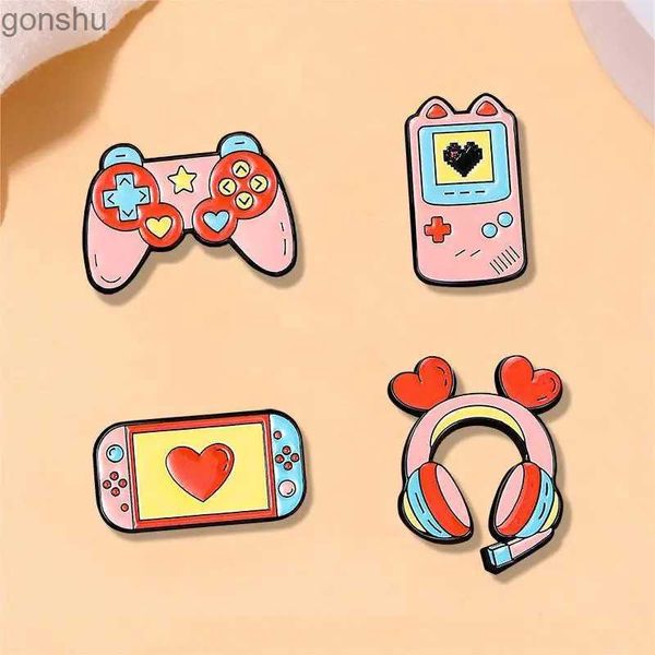 Pinos broches de desenho animado fofo controlador de console de jogo foneco de fone de ouvido Broche Broche Rosa Pin Pin Backpack Acessórios de Roupas WX