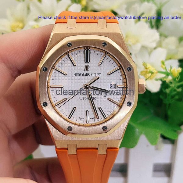 Audemar Assista Apwatch Audemar Pigeut Piquet Luxury Designer Watches APSF Royals Oaks Wristwatch Série fixa 18K Rose Gold Mechanical Mass Watch 15400 ou Audemarrs