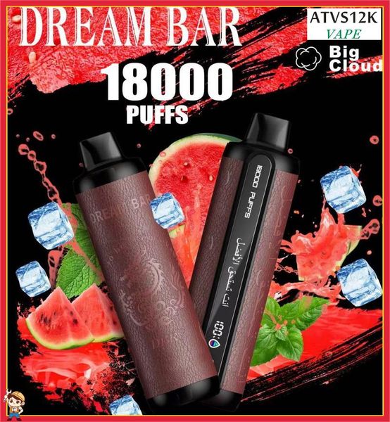 Barra de sonho dbr original 18000 Puffs descartáveis e-cigarro e-shisha 15 sabores puff bufk 18k vaper recarregável bateria preenchida com fluxo de ar controle vs al fakher