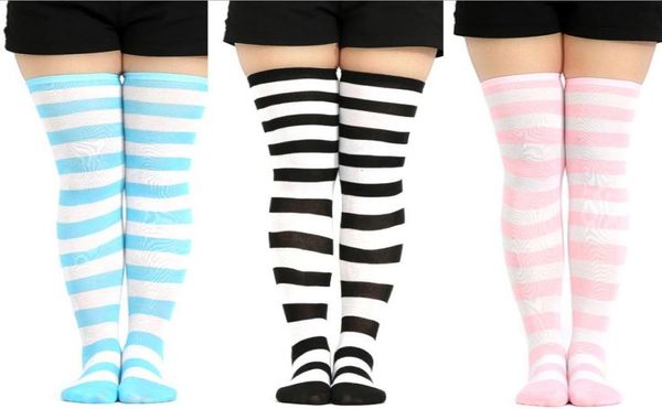 Weihnachtsfeier Frauen lange gestreifte Socken über Knieschenkel hohe Socken Strümpfe für Cosplay Daily Wear Polyester2001816