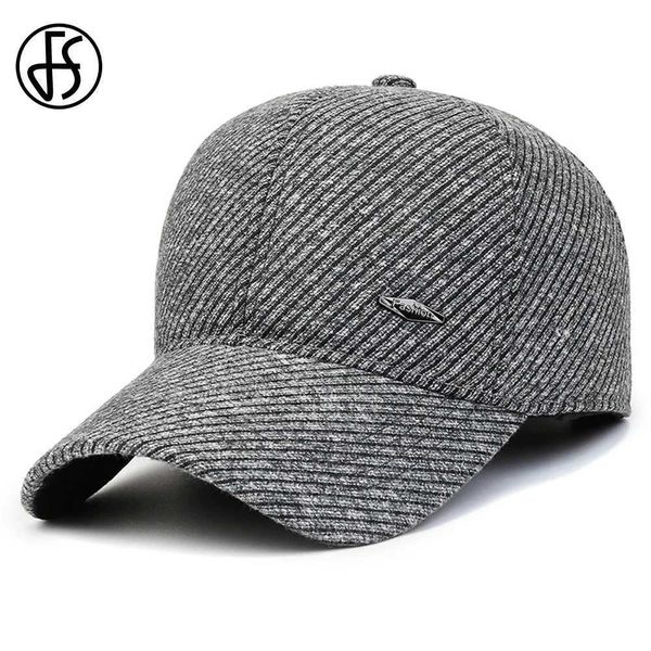 Ball Caps FS теплые зимние шляпы для мужчин серого зрелого плюс бархатной шляпы высокого качества, бейсболка для женщин с ухой, gorras hombre y240507