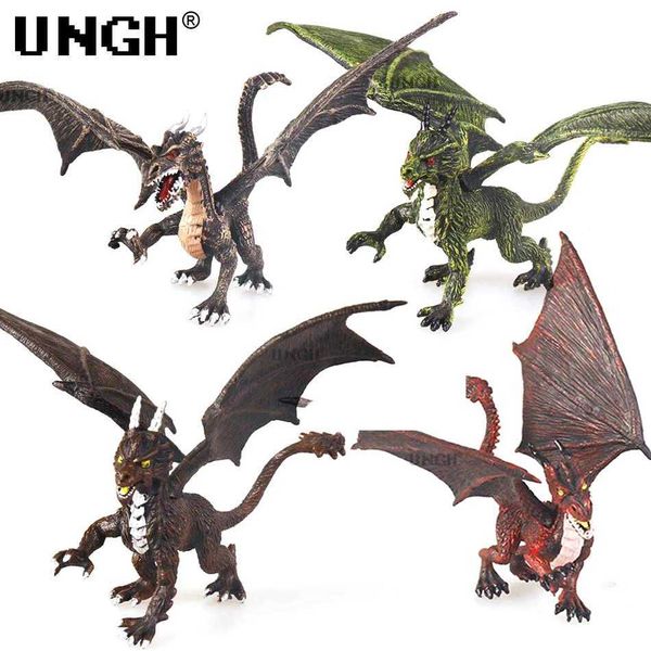 Andere Spielzeuge UNGH Dragon Figuren Science Fiction Savage Flying Magic Dinosaurier Modell PVC Action Charakter Childrens Serie TOYSL240502