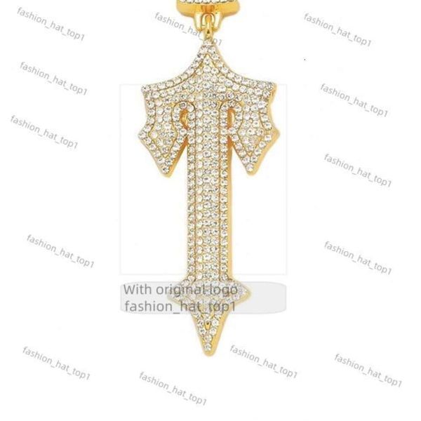 Fashion Gold Plated Sword Jewelry Jóias Hip Hop Calhas cubanas de zircão Diamond Trapstar Game Controller Pingente Colar para Men 9055