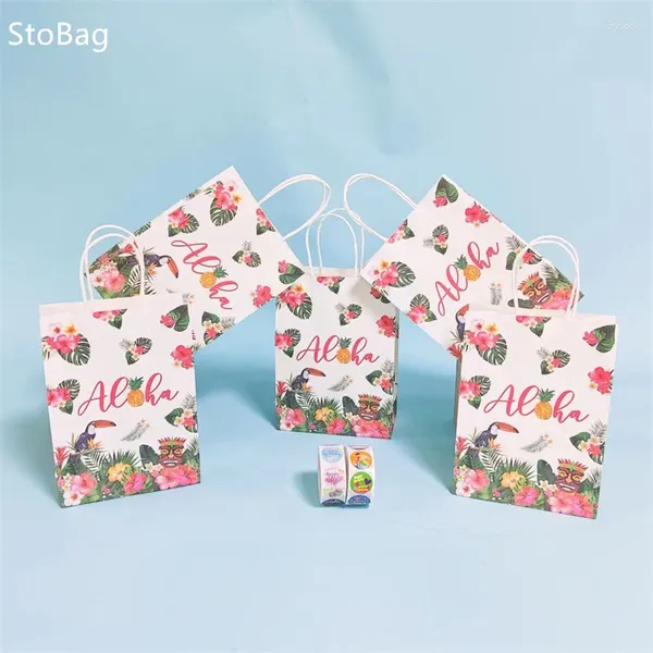 Wrap regalo Stobag Hawaiian Kraft Tote Paper Packaging Candy Snack Chocolate Beach Trip Game Party Baby Shower Storage Supply