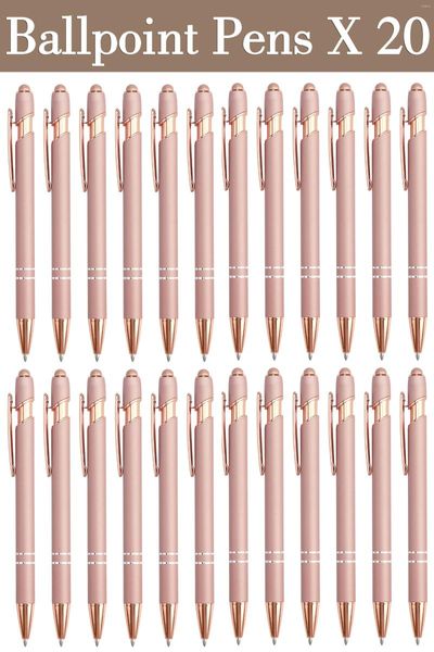 20 pezzi Rose Gold Ballpoint Pens Push Action Business Business Signature School Stationery Scrittura Strumenti