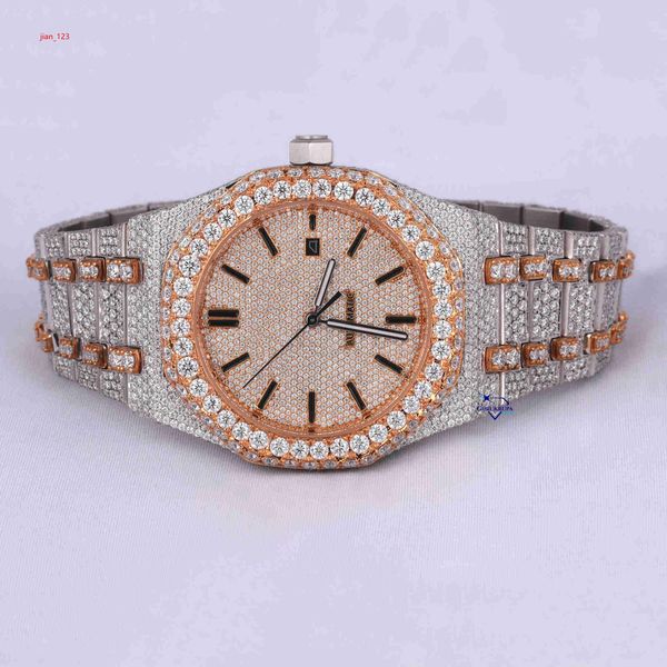 Coleção de luxo em aço inoxidável de relógio de venda quente criado em moissanite diamante passa de diamante testador com clareza vvs