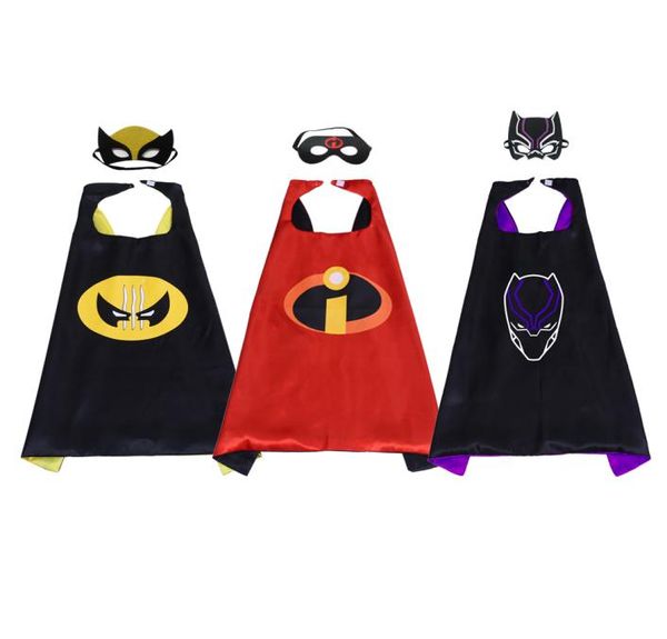 Black Panther Incrediblibles Wolverine Cape Mask Cartoon Superhelden Kostüme für Kinder für Halloween Weihnachtsgeburtstagsfeier 4516292