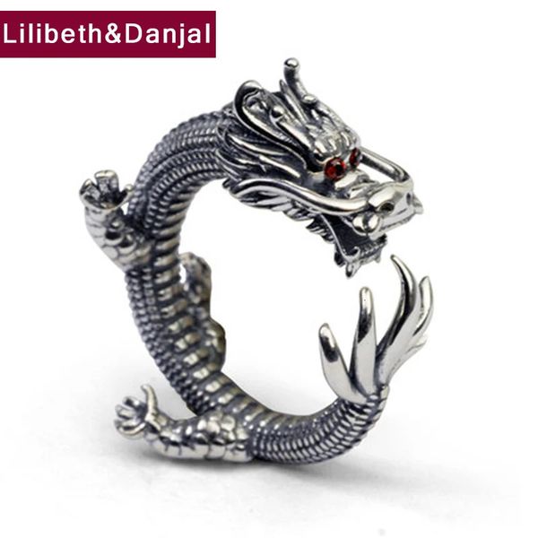 Dragão anel 100% real 925 Sterling Silver Fashion Jóias finas homens Mulheres Thumb Big Finger Wholesale Vintage Tailândia 2024 GR40 240507