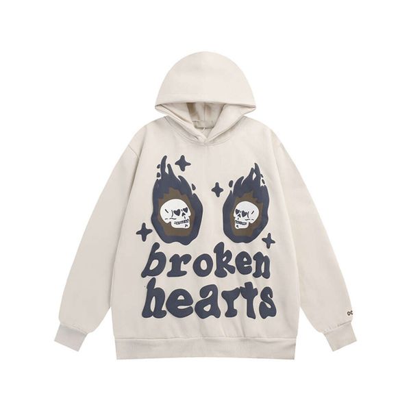 Brooken Planet Love Eye Skull Hair Bubble Letter Impresso Capeled Sweater Brand Fashion Fashion Velvet