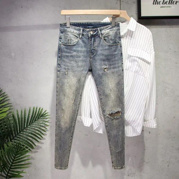 Jeans maschile casual primaverile autunno lusso in stile coreano in stile coreano pantalini pantaloni designer marchio di elasticità della moda