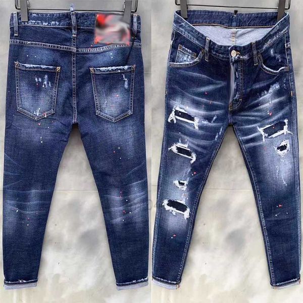 Erkek kot pantolon denim kot mavi siyah yırtık pantolon en iyi versiyon sıska kırık İtalya tarzı bisiklet motosiklet rock jean2h32