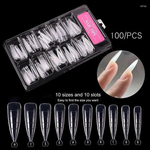 Falsche Nägel 100pcs/Box Stiletto gefälschte Gel Building Form Tipps Dual Plastiknägel Formführer Fingerverlängerung Styling Manikürewerkzeuge