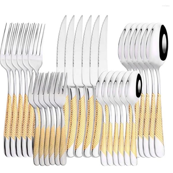 Set di stoviglie Agyous 30pcs Set Kneke Knives Forksio da tè cucine in acciaio inossidabile posate occidentali da cucina da cucina da cucina