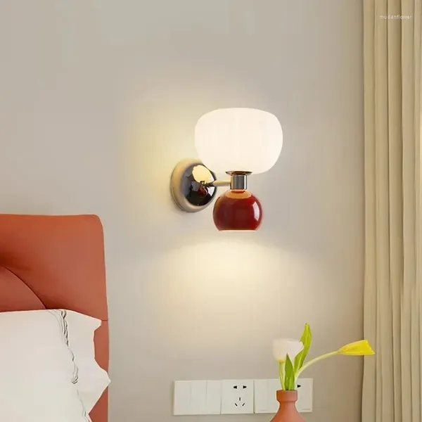 Wandlampe moderierte französische Creme Lichter Nordic Schlafzimmer Nachtkürbis Kinder Lampen für Wohnzimmer Gang Flur Balkon