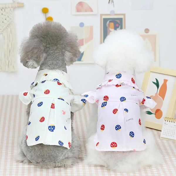 Hundebekleidung Haustierweste für Sommer-T-Shirt-Pilzdruckdruck hautfreundlicher Baumwollknopf Design Rufte
