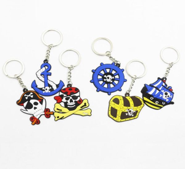 Top -Qualität Pirate -Serie Keychain PVC Weichgel Key Rings Mode Schmuck Halloween Geschenk Keychain Whole Ship 8577979