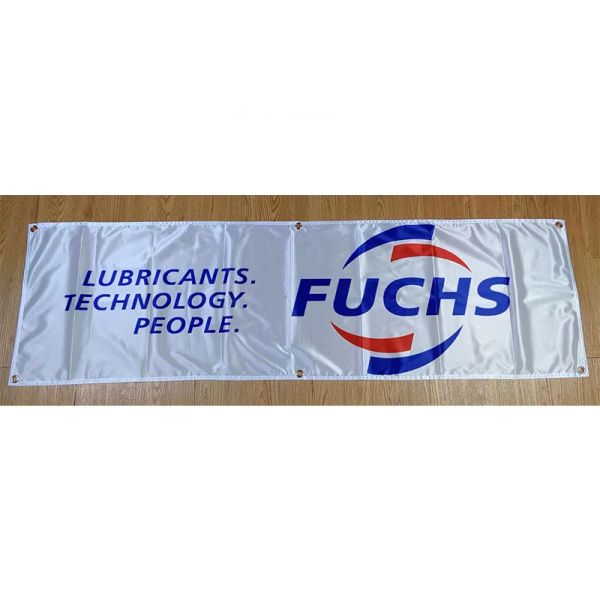 Acessórios 130gsm 150d Material de poliéster alemão Fuchs High Technology Pessoas Lubrificantes Banner de Oil 1,5*5ft (45*150cm) Bandeira de publicidade