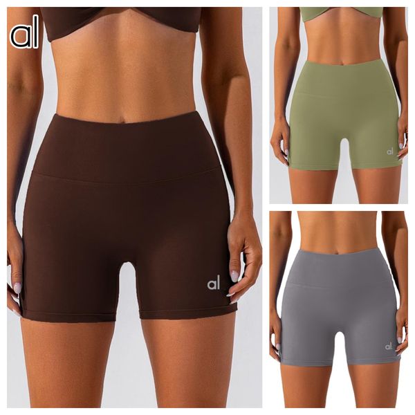 AL-212 Schnelltrocknende Nacktyoga-Shorts Frauen Hüfte Fitness-Shorts enge Hochtülen Sporttraining Leggings