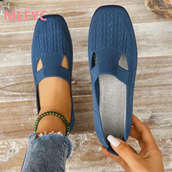 Lässige Schuhe Sommertuch Ladies hohl atmungsaktiv weicher Sohle Anti -Slip -Flach Frauen arbeiten bequem für bequem für