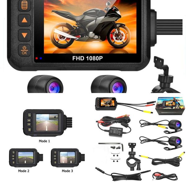 Neues 3 -Zoll -Dashcam -Video -Rekorder Nachtsicht wasserdichtes Motorrad -Motorrad -Front- und Rückfahrkamera DVR