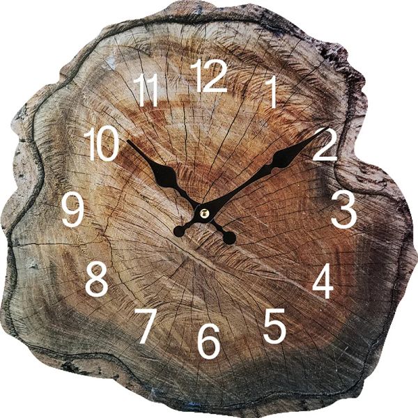 Uhren 12 Zoll Ringwand Uhr Acryl Oldholz Getreide Stille Uhr Einfacher kreativer Wohnzimmer Korridor Dekoration Digitale Uhren